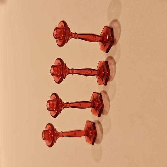 12 Pairs Of Dollhouse Miniature Cranberry Red Candle Sticks - Picture 2 of 6